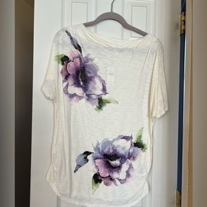 Anthropologie t.la Calpernia Drape Neck Floral Tee Small